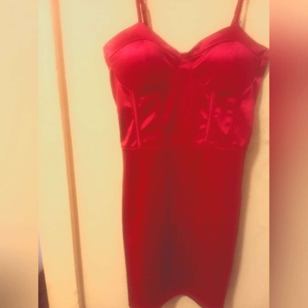 Red satin Bustier dress